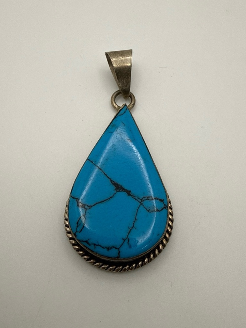 Turquoise Teardrop Pendant Necklace - Blue Stone